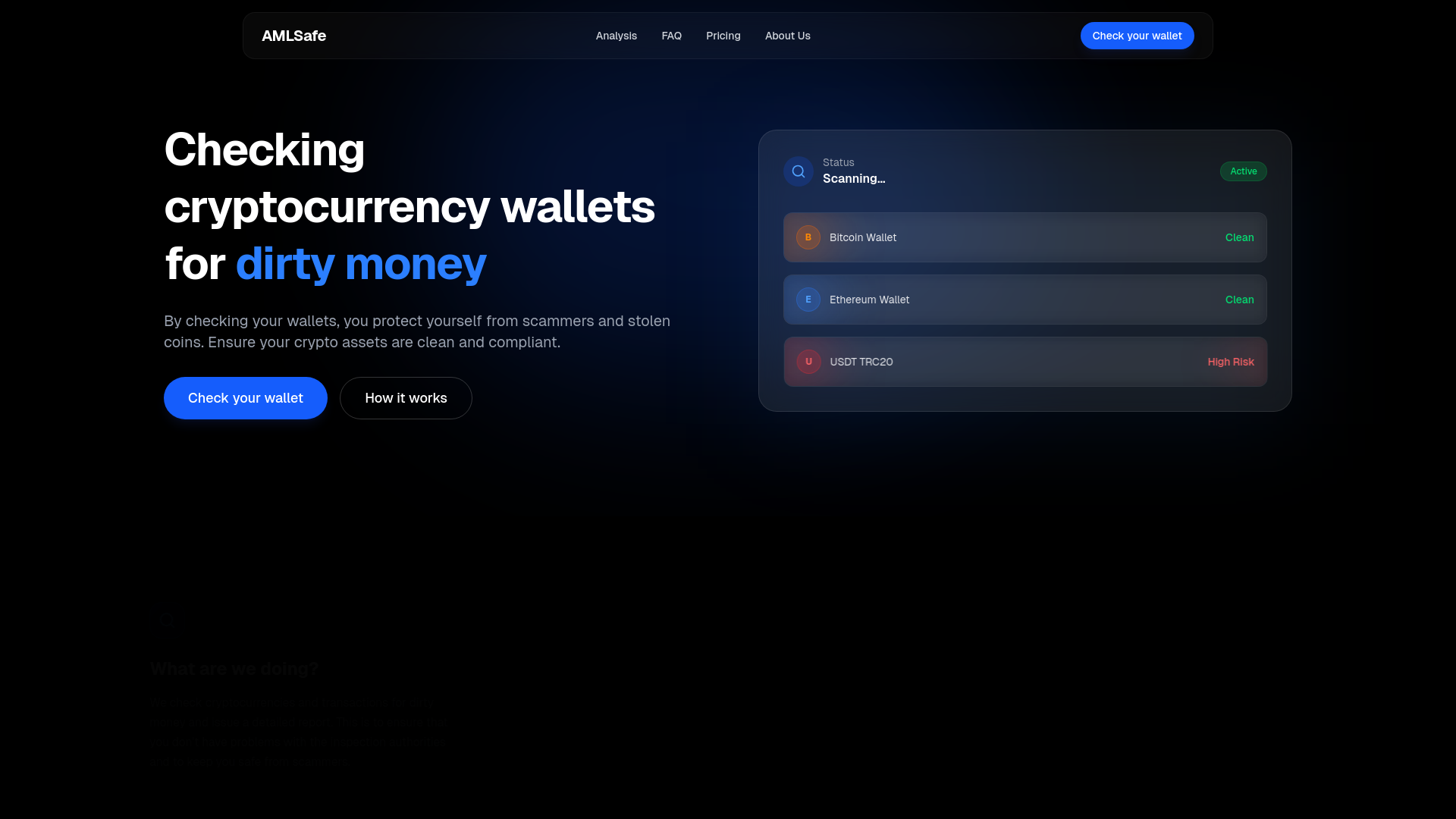 website screenshot of https://amlchecktrx.org