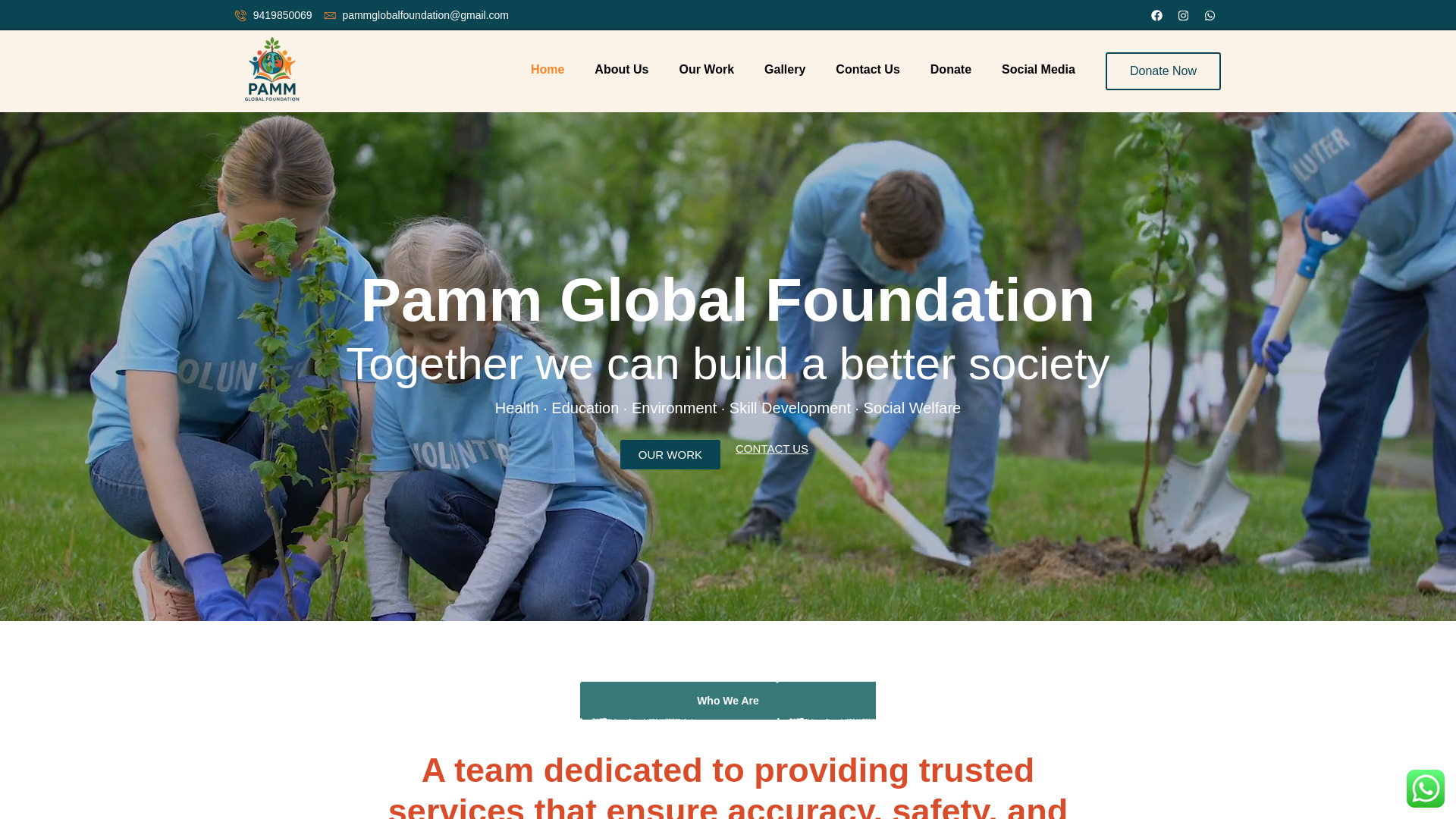 website screenshot of https://pammglobalfoundation.org/