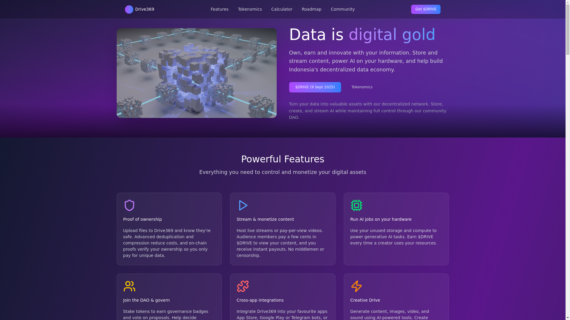website screenshot of https://drive369.ai/