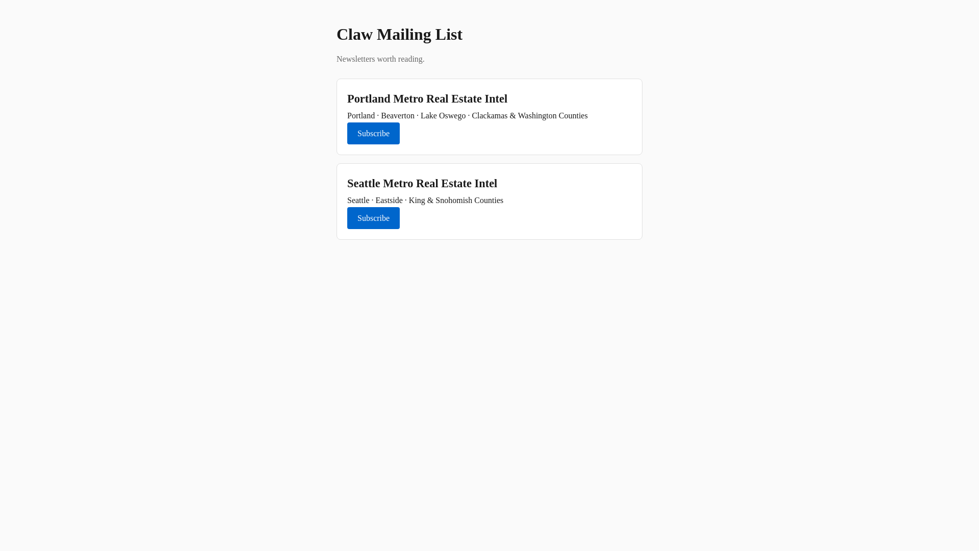 website screenshot of https://clawmailinglist.pages.dev/