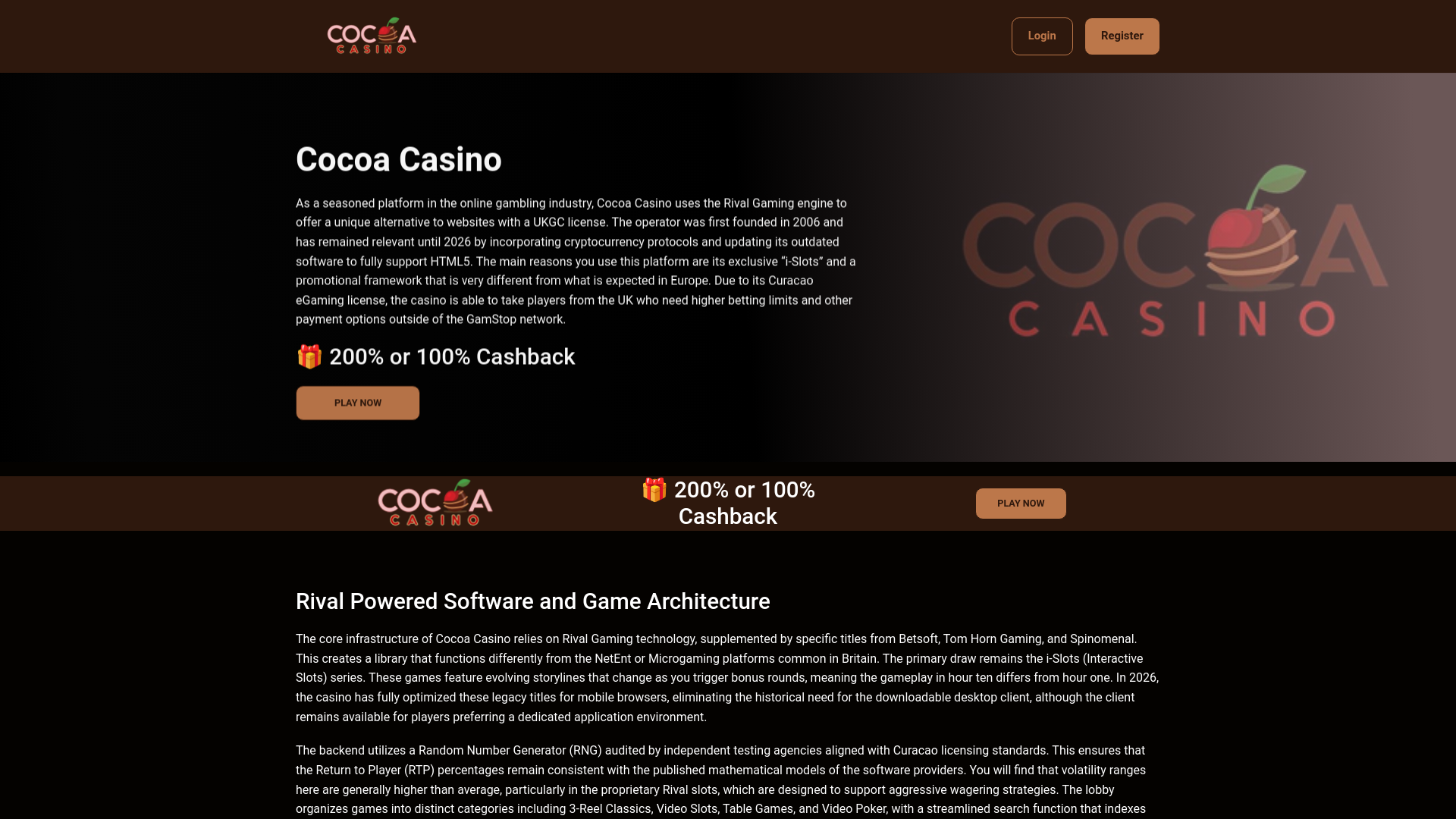 website screenshot of https://cocoacasino.ing/