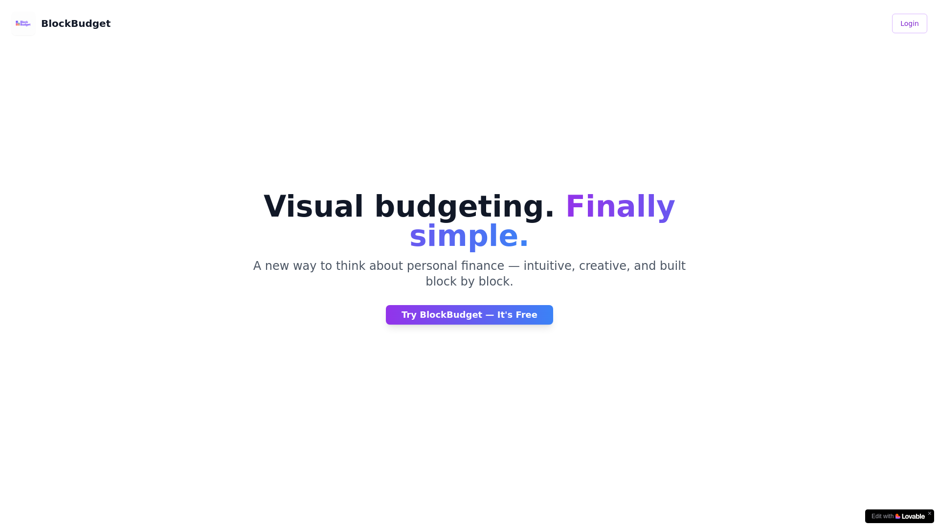 website screenshot of https://blockbudget.tech/