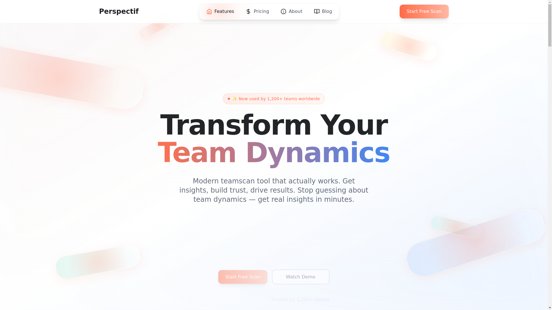 website screenshot of https://perspectif.team/
