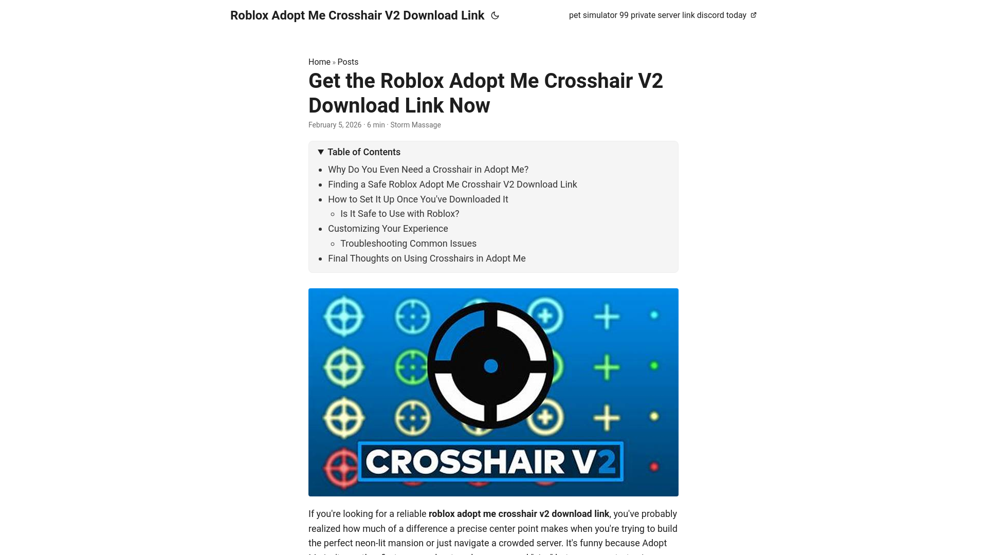 website screenshot of https://roblox-adopt-me-crosshair-v2-download-link.pages.dev/