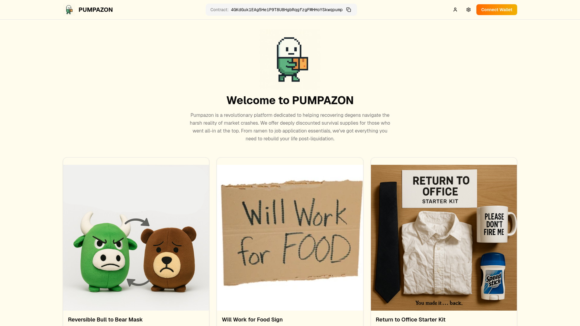 website screenshot of https://www.pumpazon.xyz