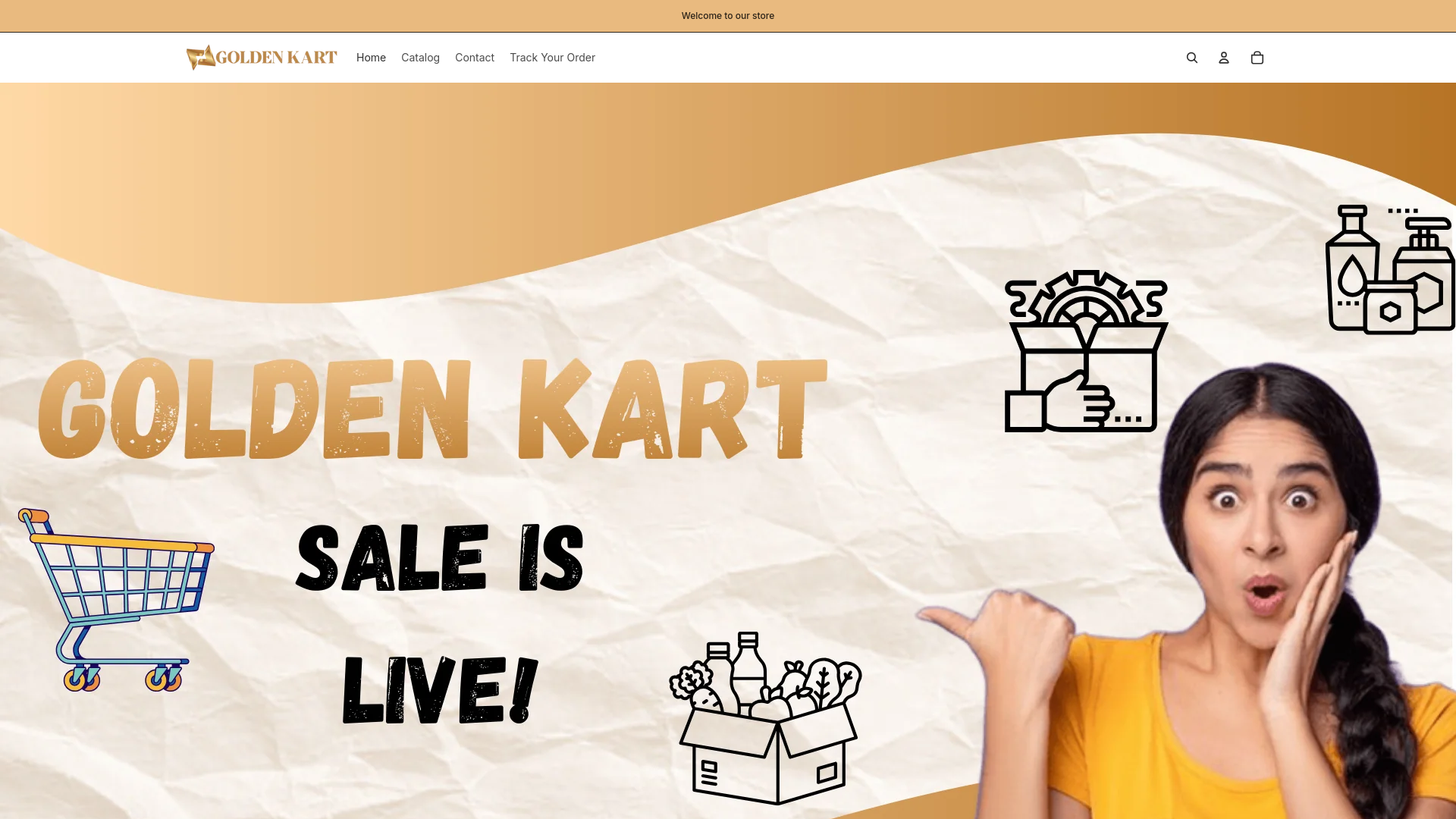 website screenshot of https://goldenkartshop.store/