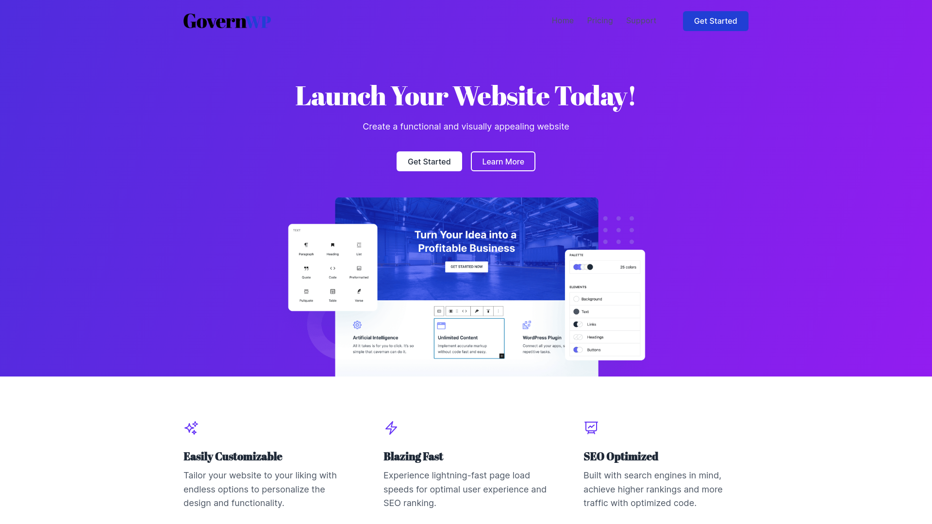 website screenshot of https://governwp.com/