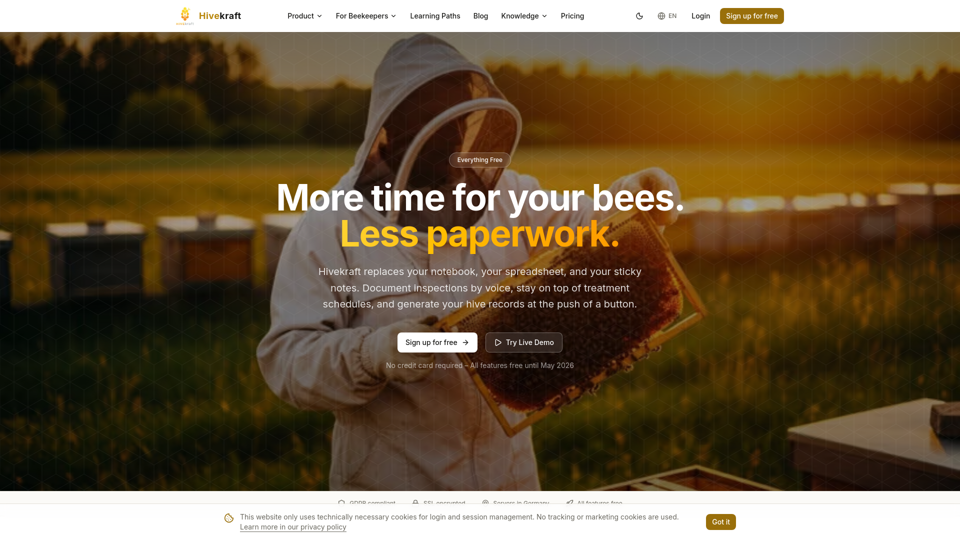 website screenshot of https://hivekraft.de/