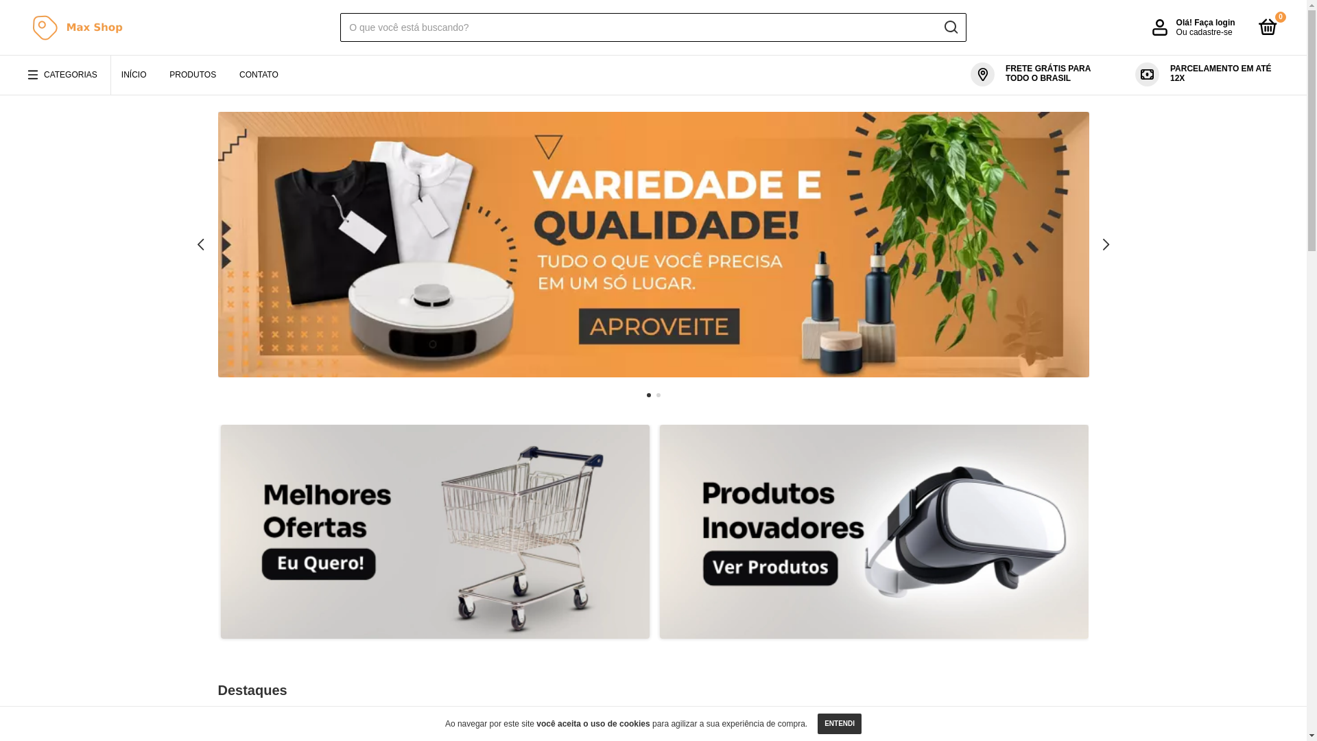 website screenshot of https://comerciomaxshop.com.br/