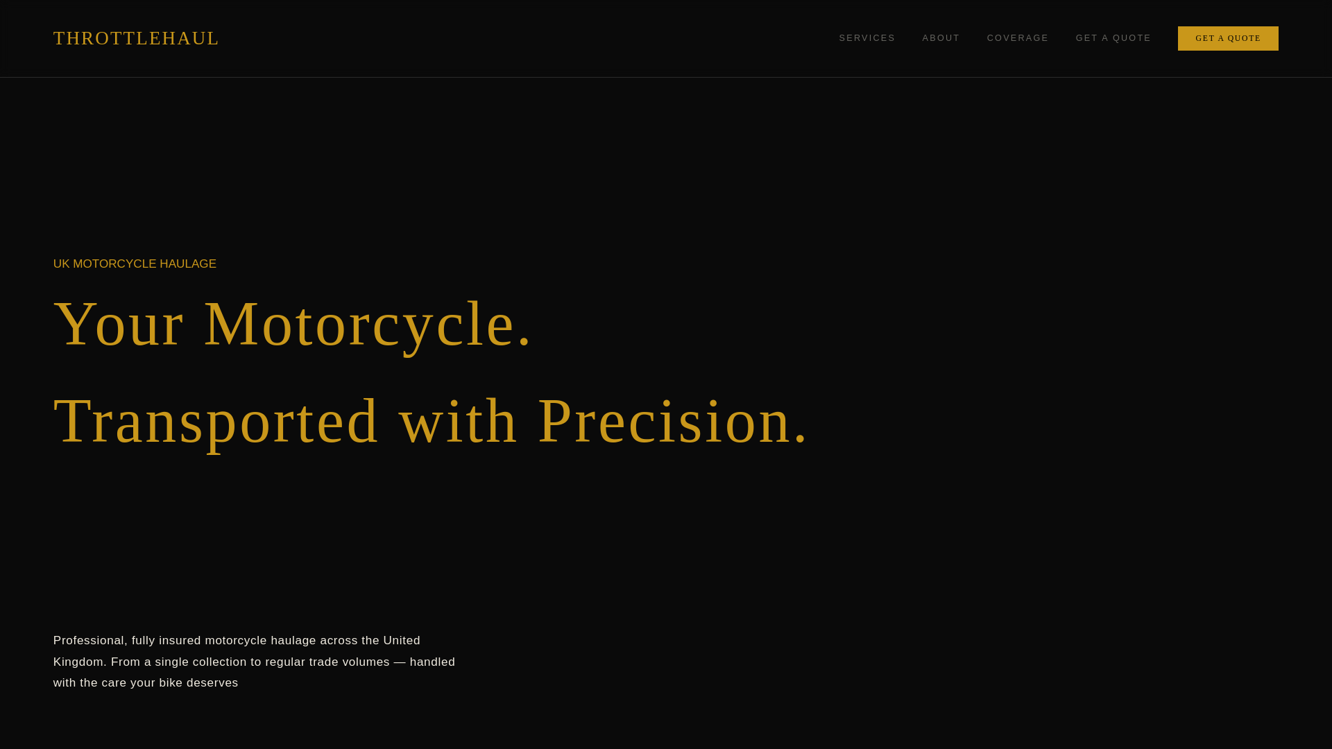 website screenshot of https://throttlehaul.co.uk/