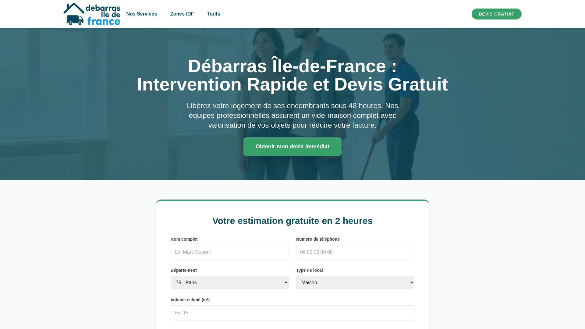 website screenshot of https://debarras-ile-de-france.pages.dev/