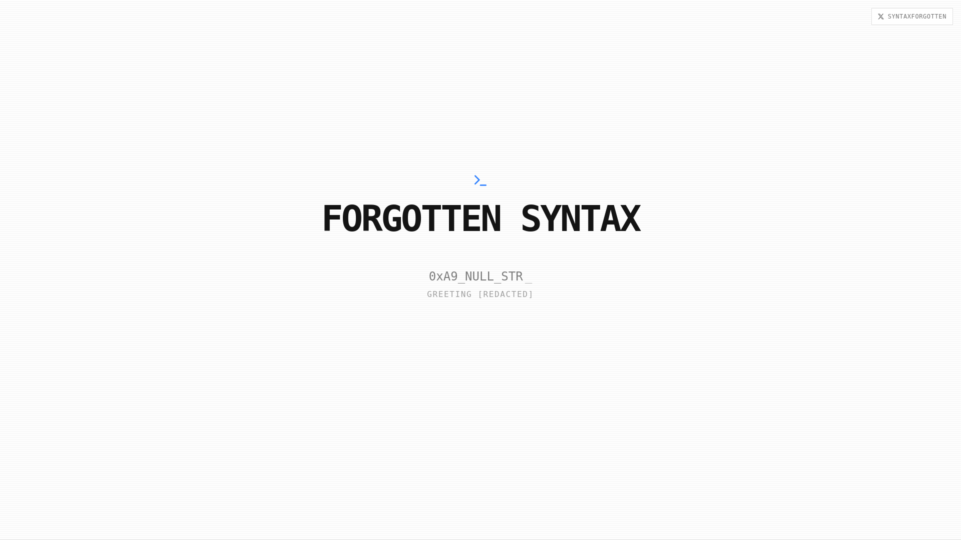 website screenshot of https://forgottensyntax.online