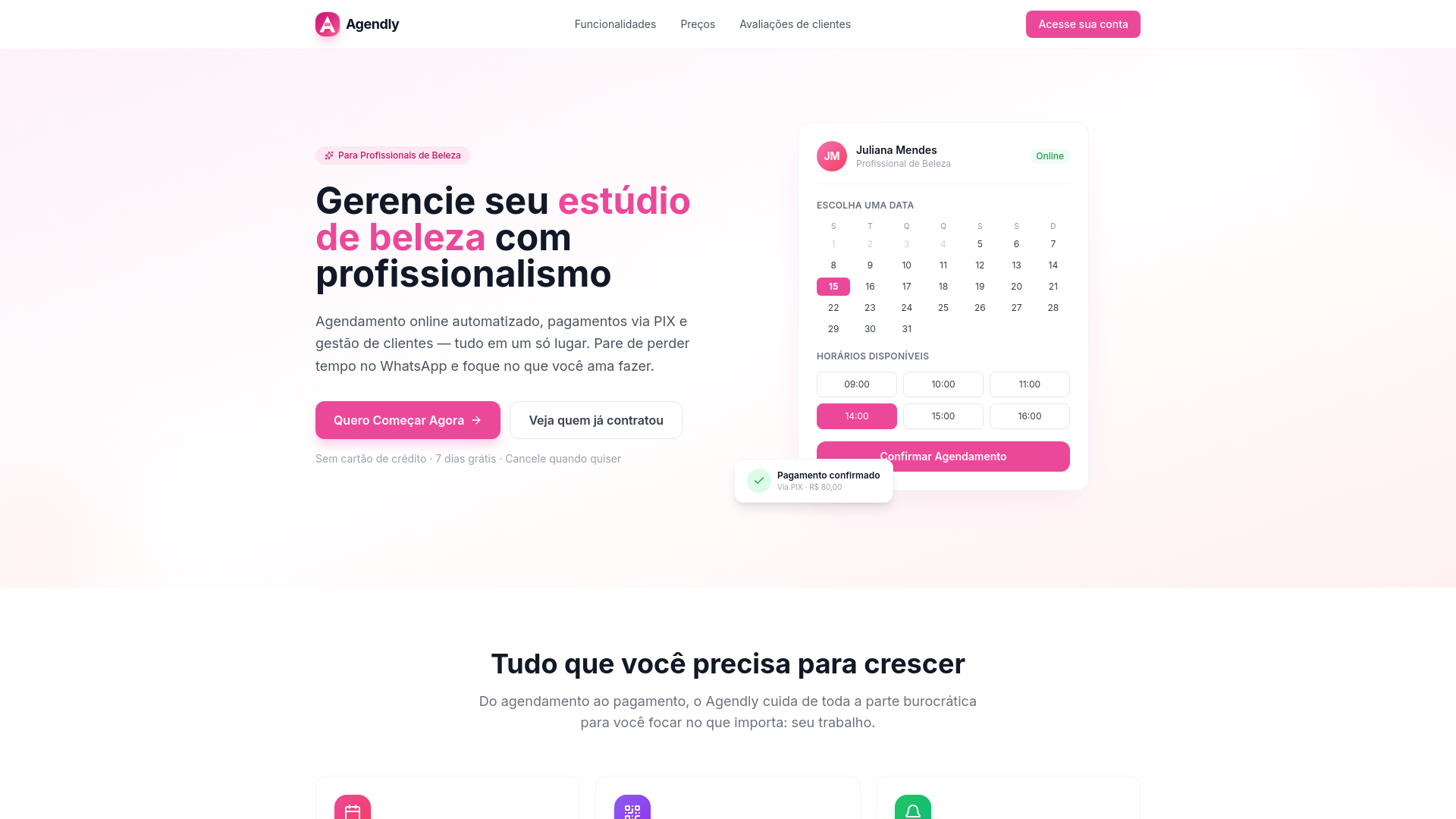 website screenshot of https://agendly.link/