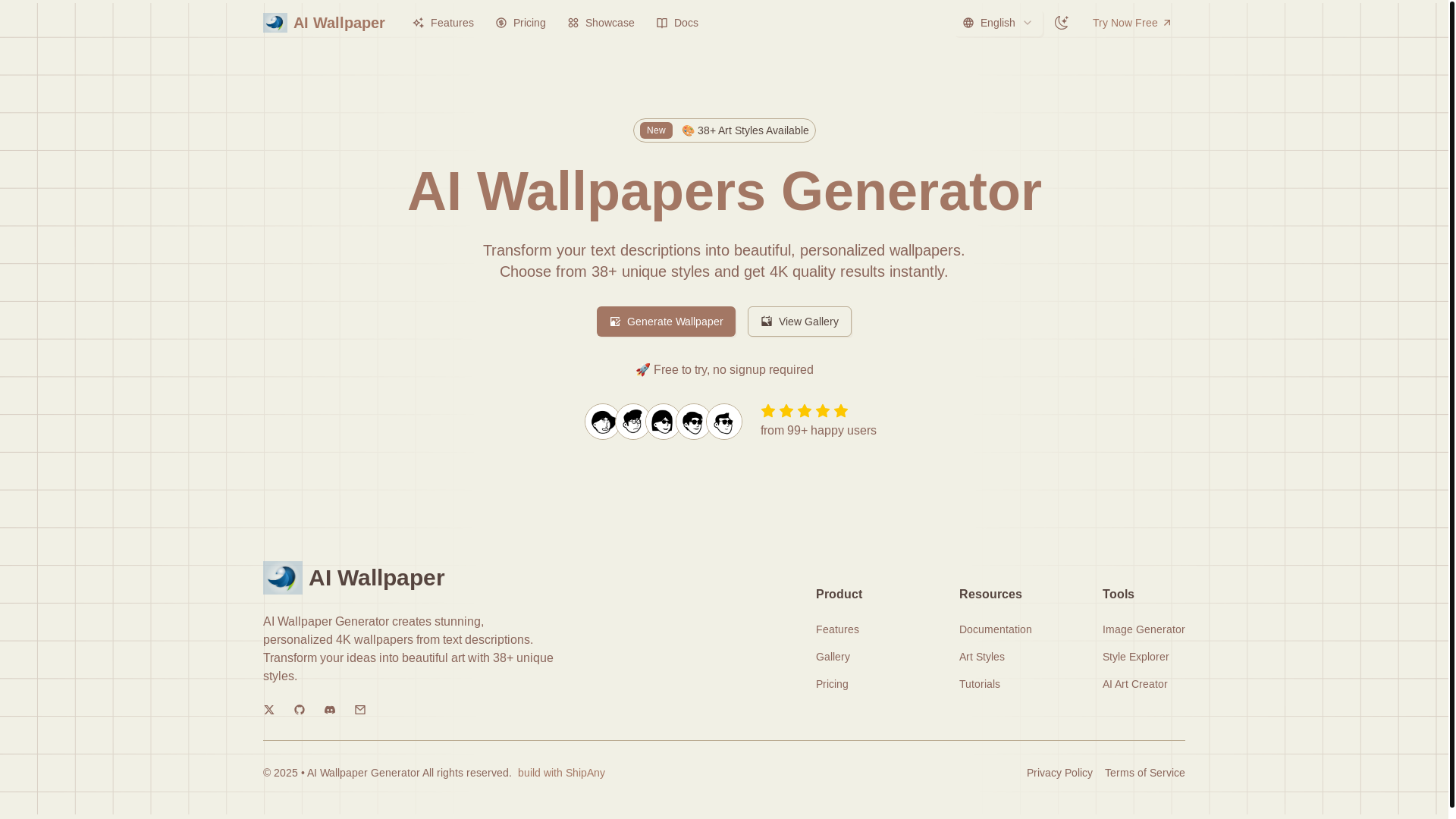 website screenshot of https://aiwallpapertest.shop/