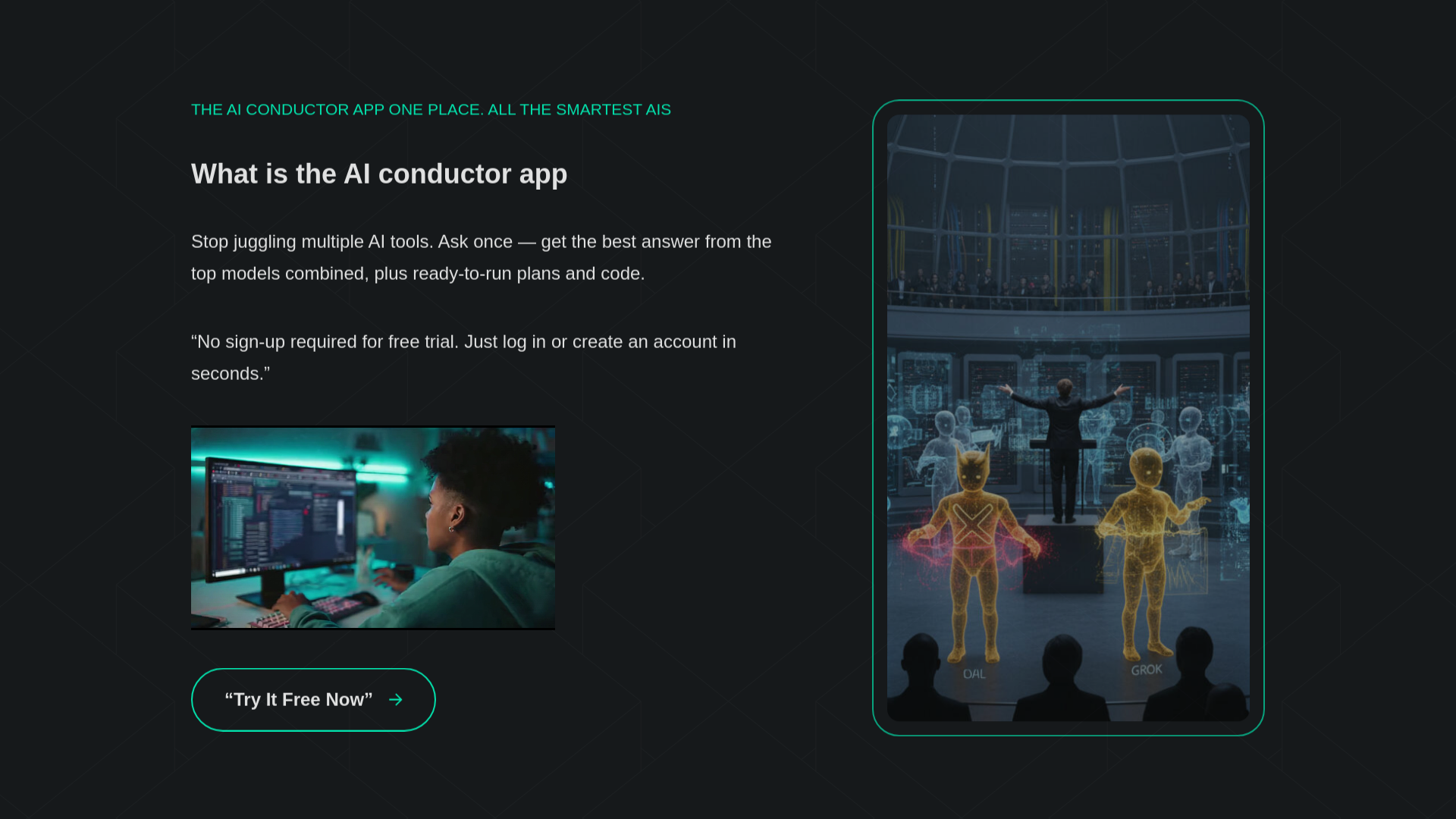 website screenshot of https://aiconductorapp.com/