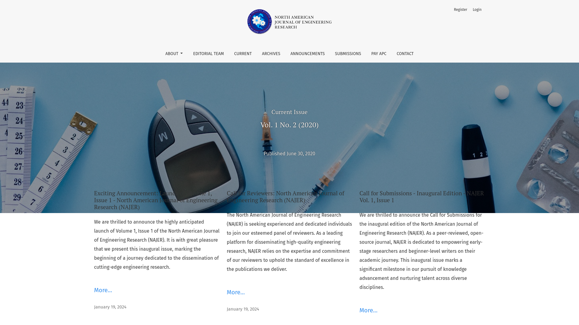 website screenshot of https://najer.org/