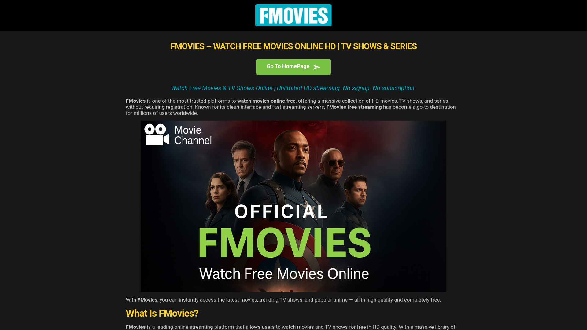 website screenshot of https://fmovieshd.vu/