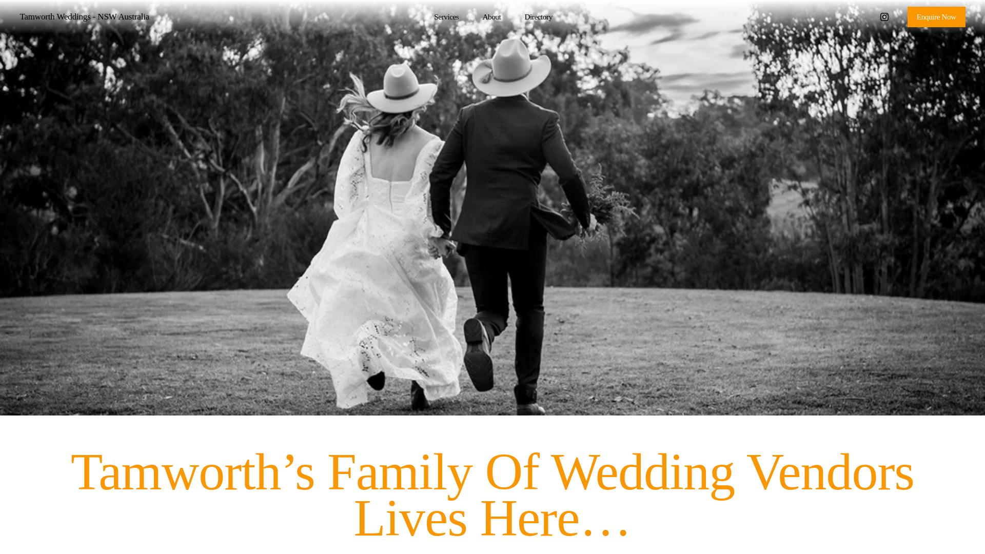 website screenshot of https://tamworthweddings.com.au/