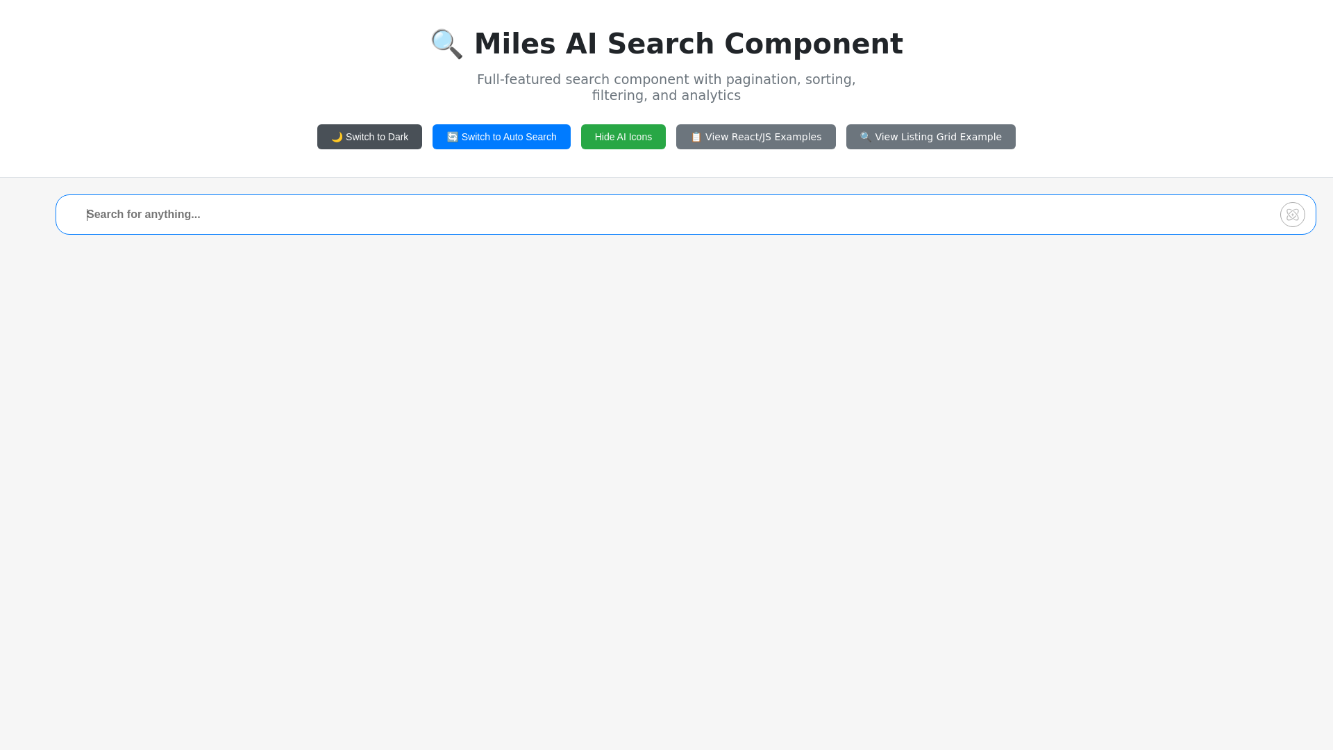 website screenshot of https://miles-ai-search-component.pages.dev/