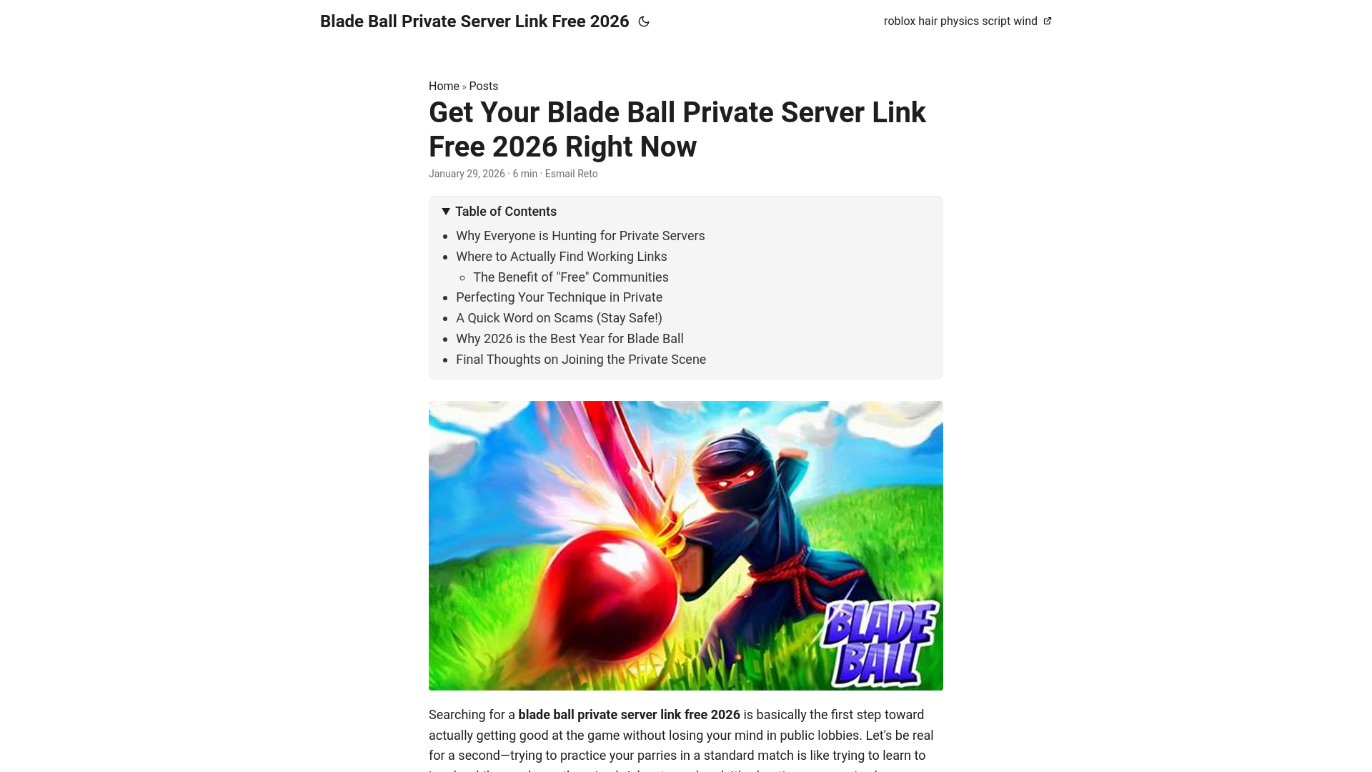 website screenshot of https://bladeballprivateserverlinkfree2026.pages.dev/