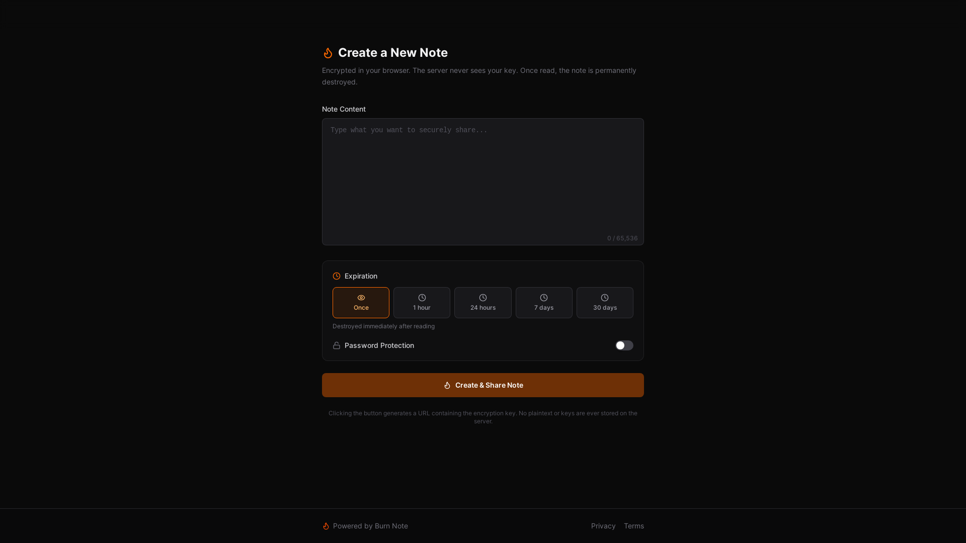 website screenshot of https://burn-note.pages.dev/