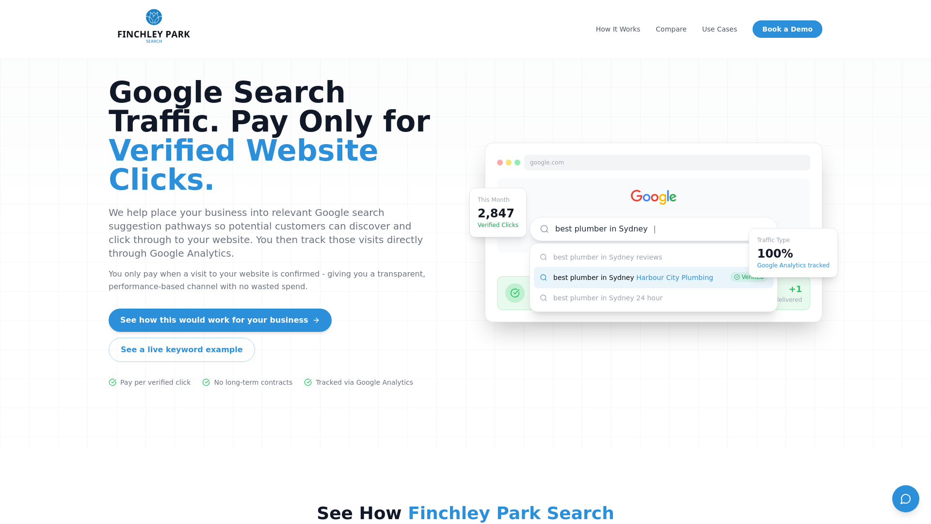 website screenshot of https://finchleyparksearch.com.au/