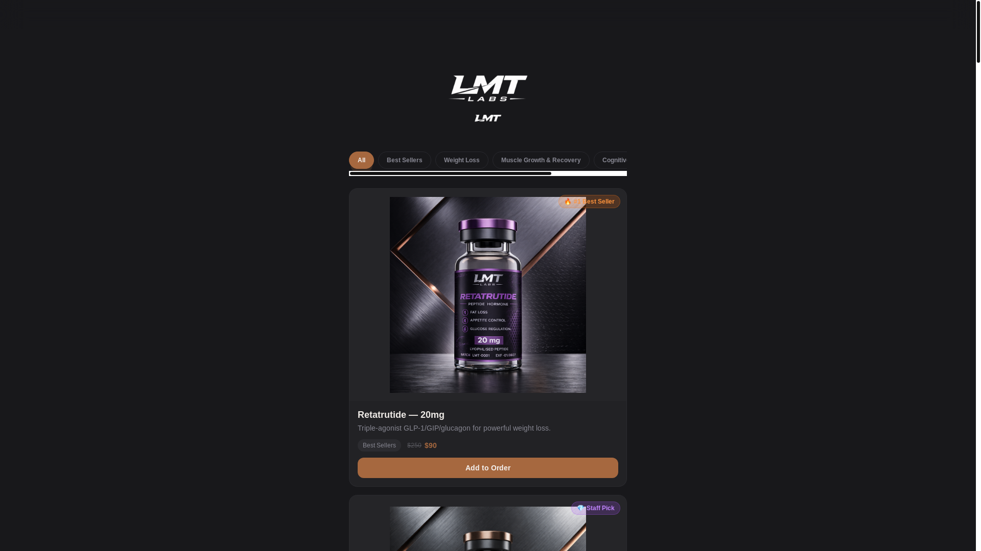 website screenshot of https://lmtlabs.store/