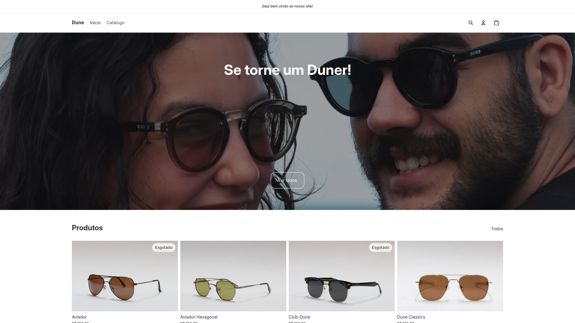 website screenshot of https://dunestore.com.br
