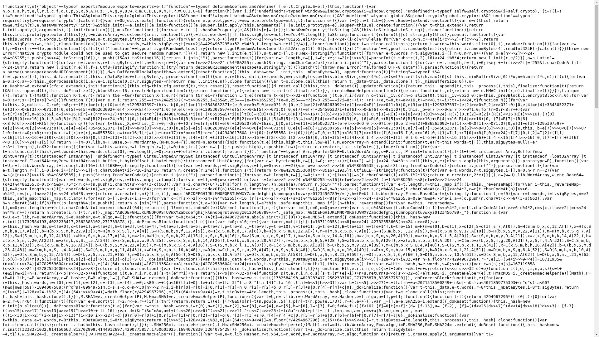 website screenshot of https://cdnjs.cloudflare.com/ajax/libs/crypto-js/4.1.1/crypto-js.min.js