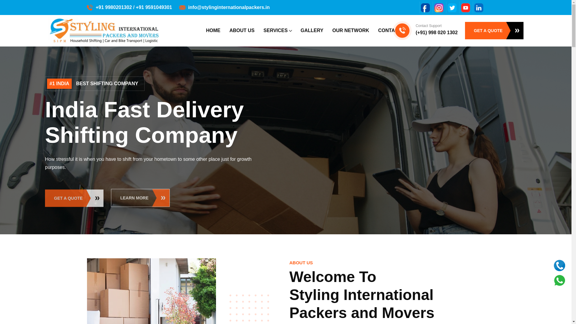 website screenshot of https://stylinginternationalpackers.in/