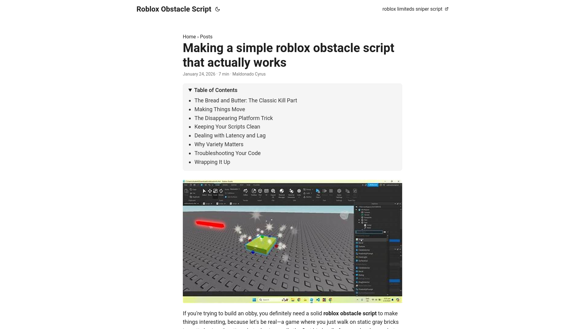 website screenshot of https://roblox-obstacle-script.pages.dev/