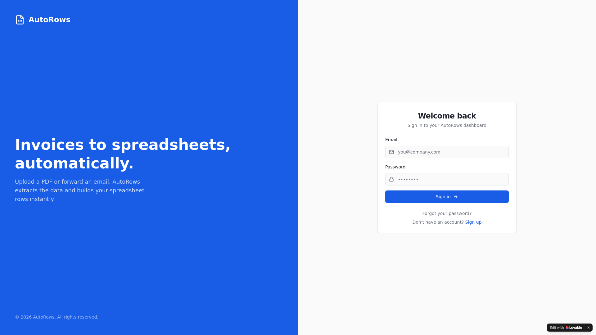 website screenshot of https://autorows.xyz/