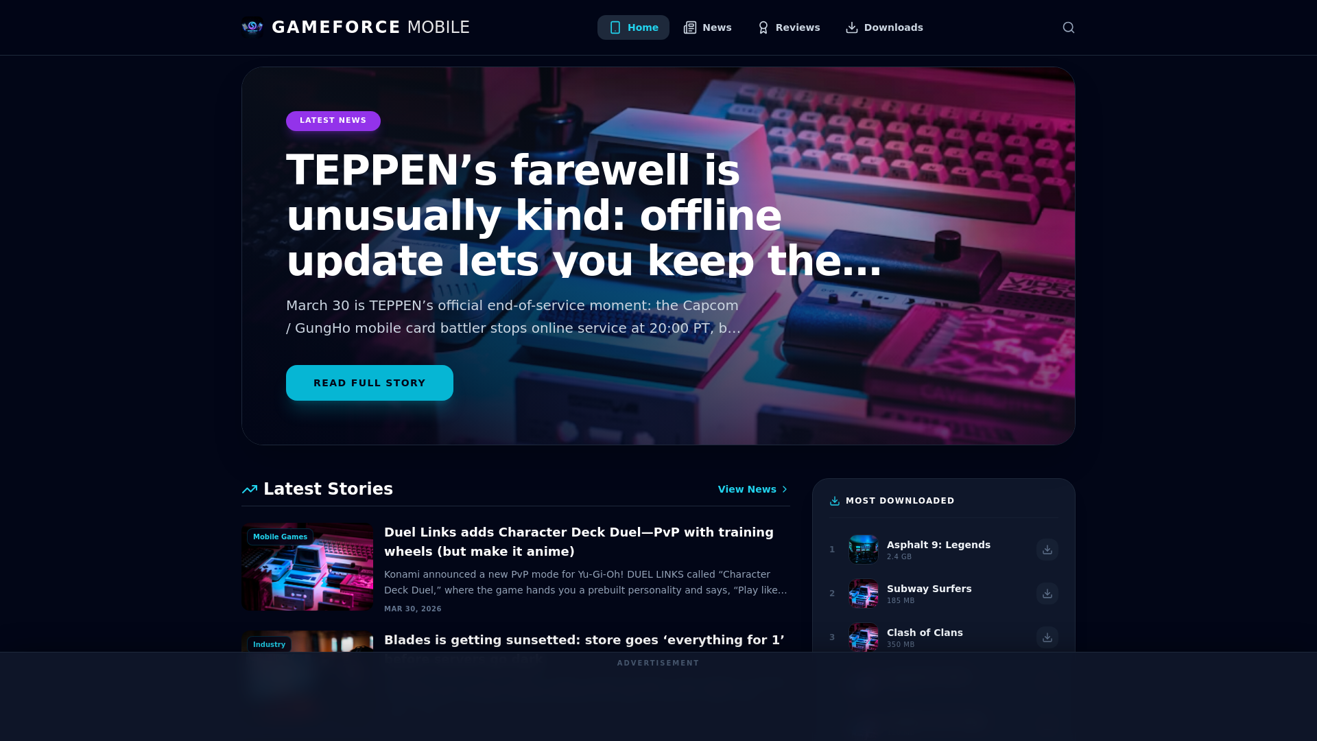 website screenshot of https://gameforcemobile.pages.dev/