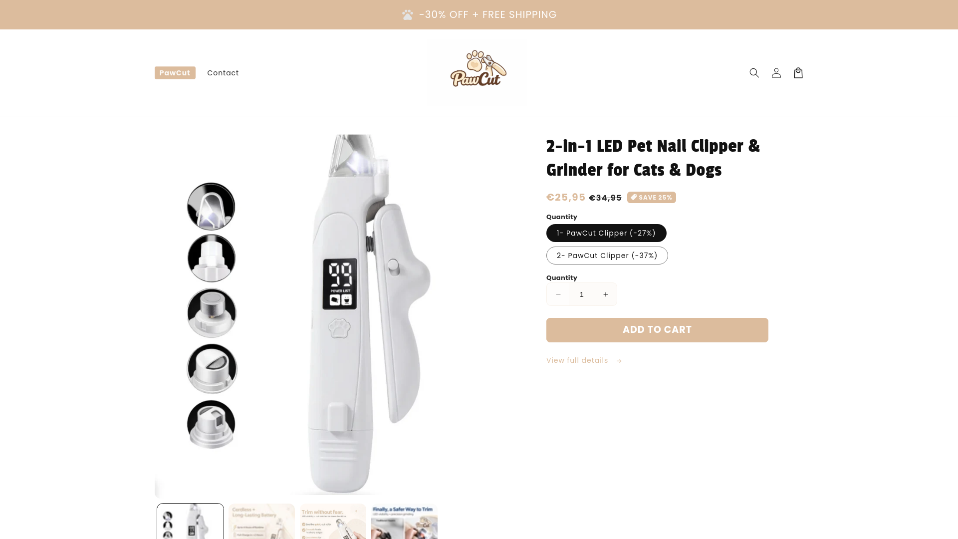 website screenshot of https://pawcut.shop/