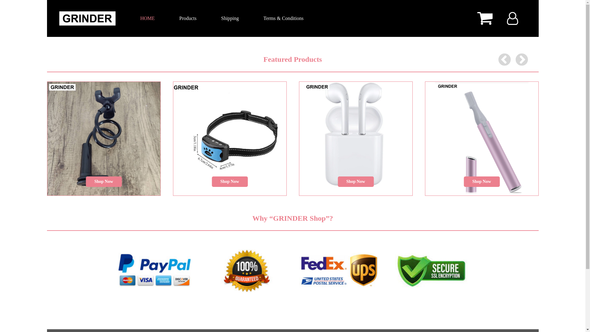 website screenshot of https://grinder-store.xyz/