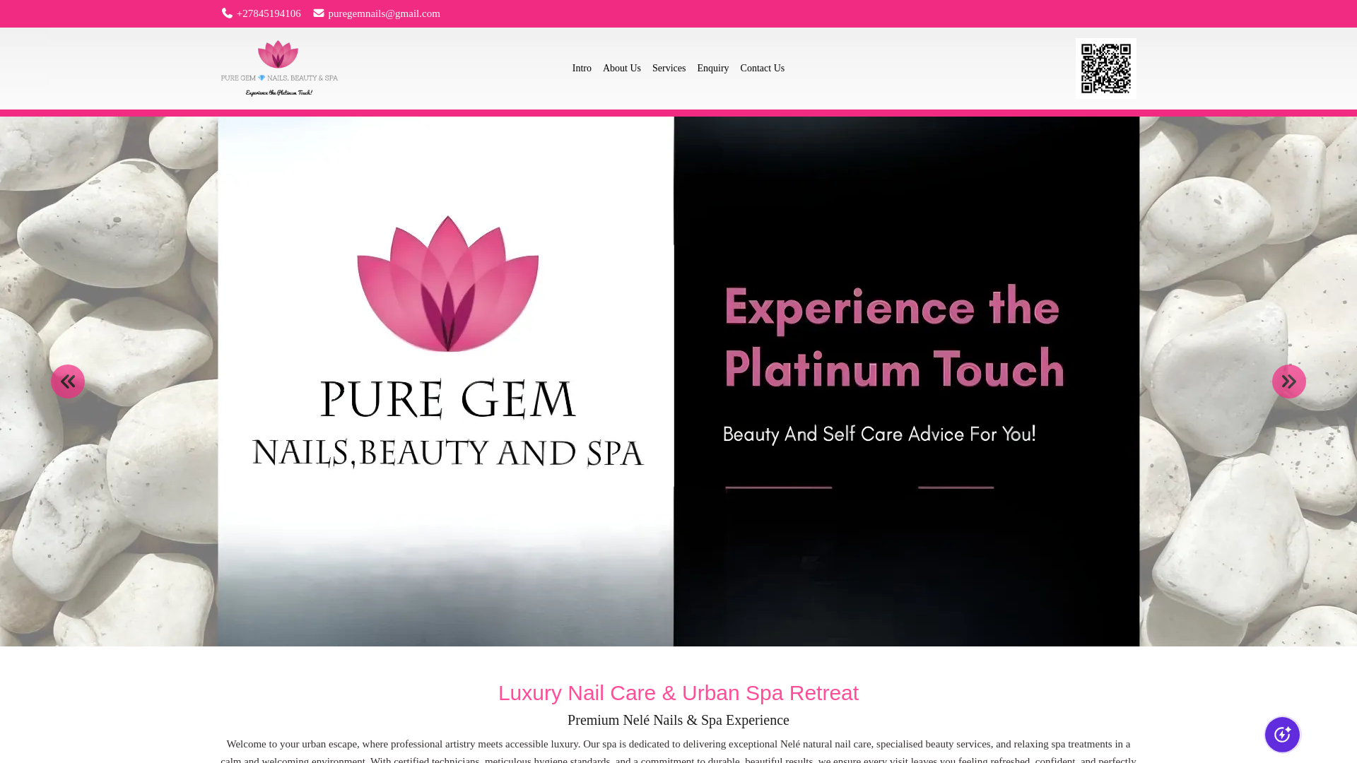 website screenshot of https://puregemnails.com/