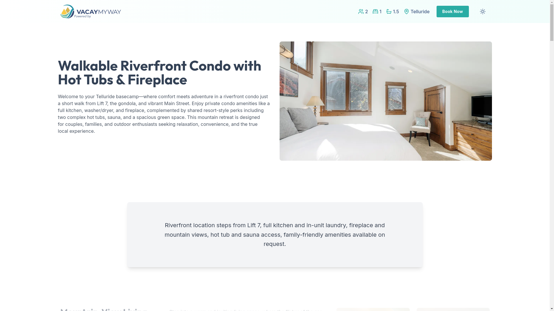 website screenshot of https://riverhaven.villas/