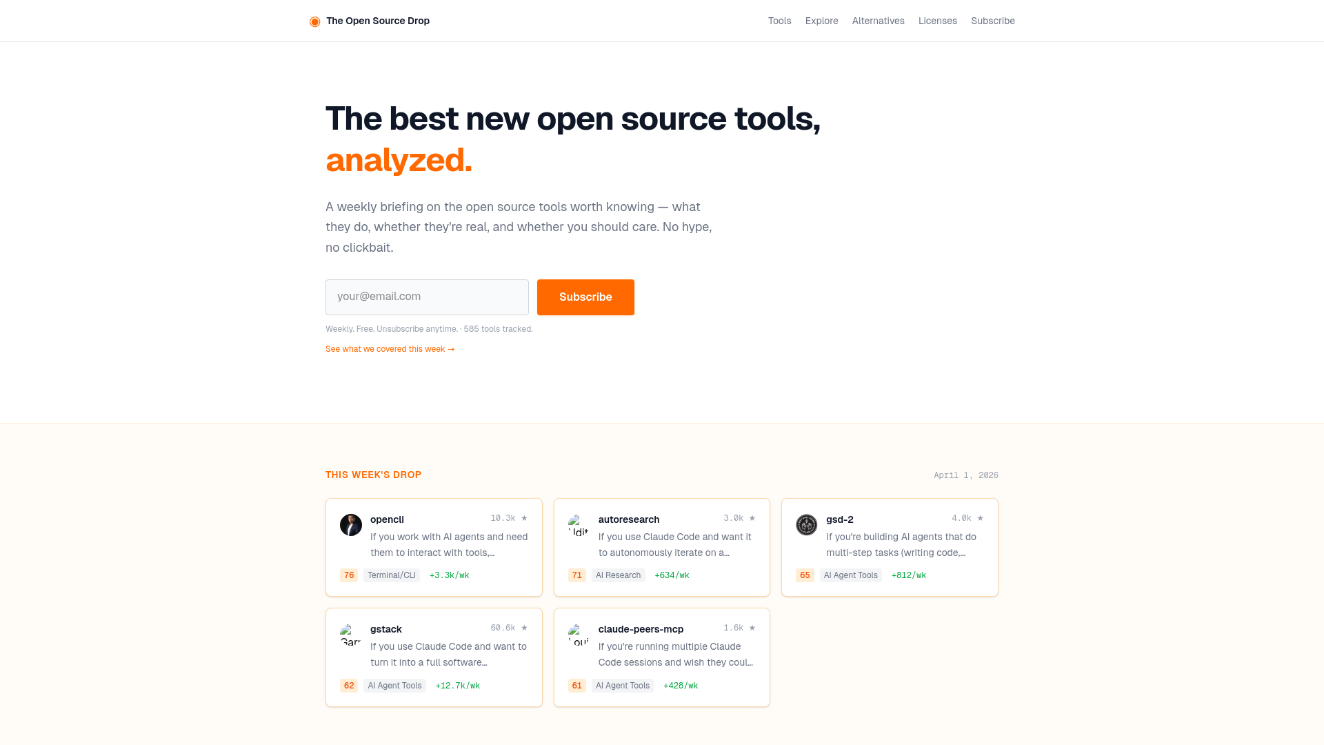 website screenshot of https://opensourcedrop.com/