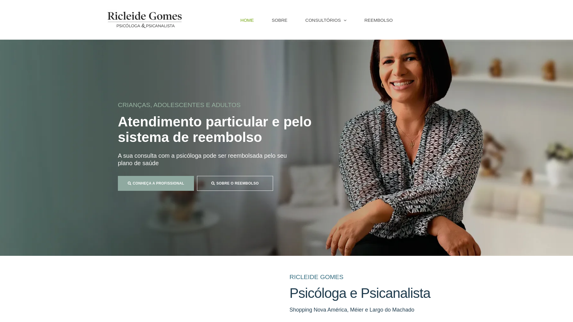 website screenshot of https://psicologaricleidegomes.com.br/