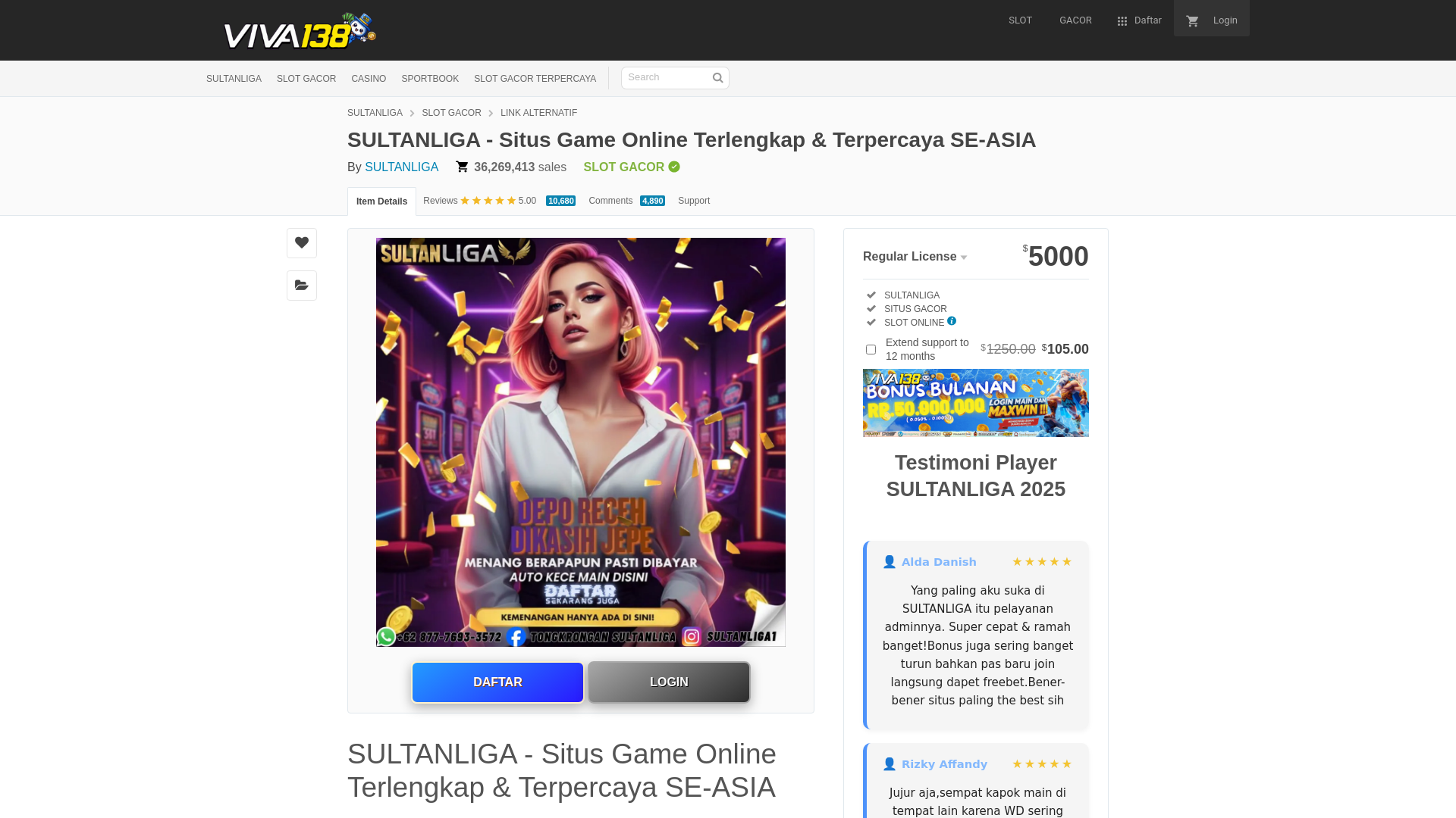 website screenshot of https://sultanliga-mantap.pages.dev/