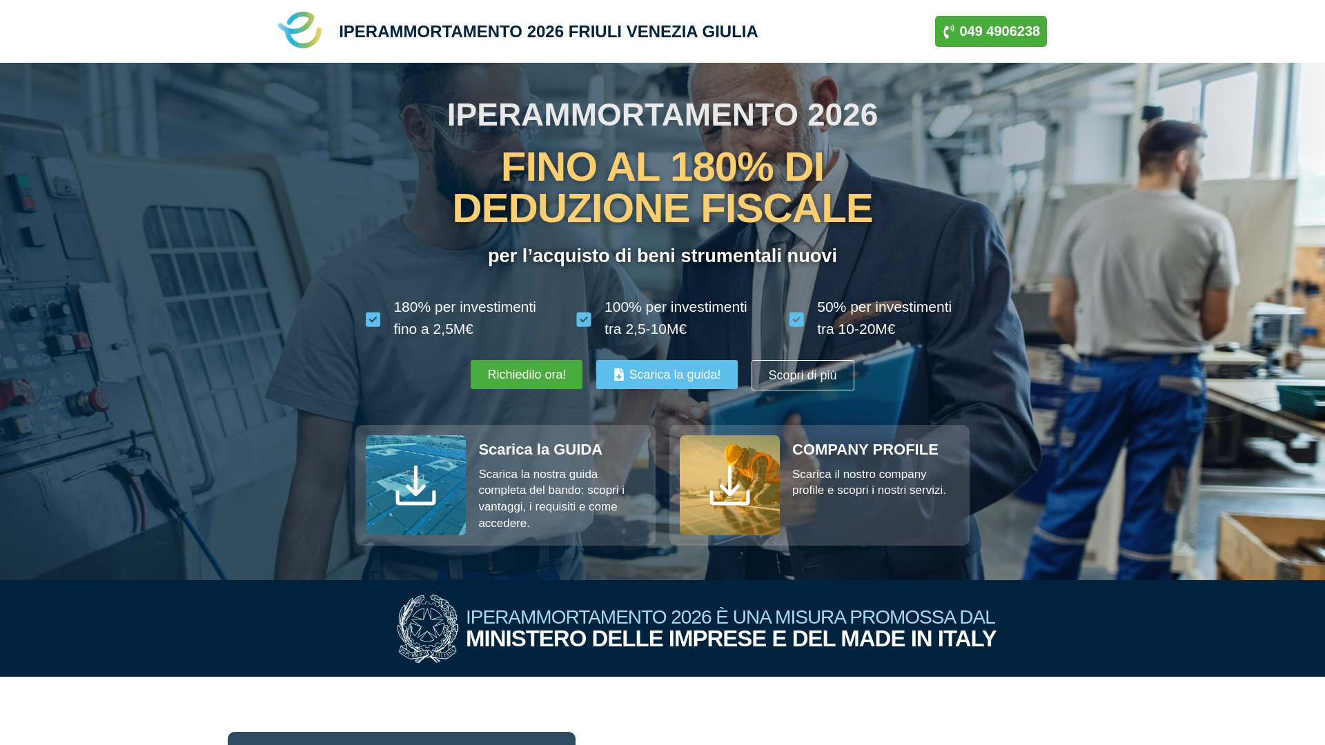 website screenshot of https://iperammortamentofvg.it