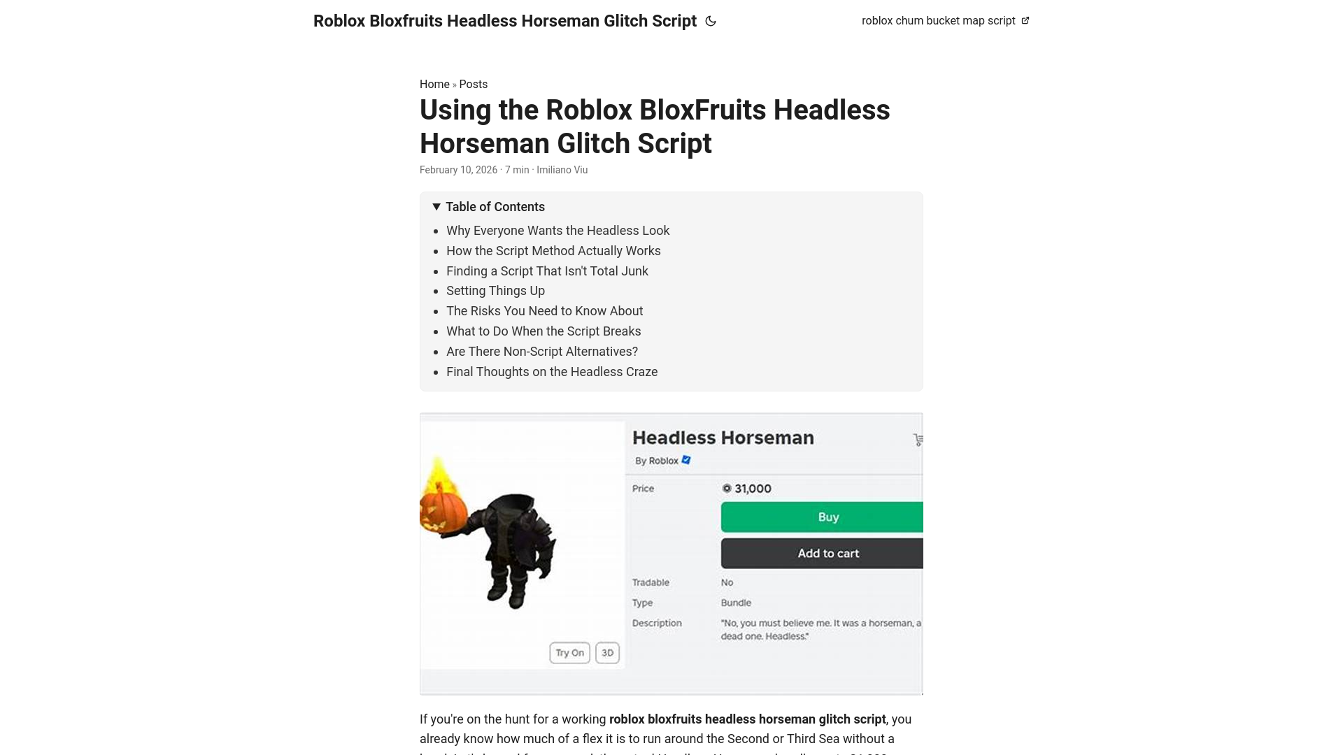 website screenshot of https://roblox-bloxfruits-headless-horseman-glitch-script.pages.dev/