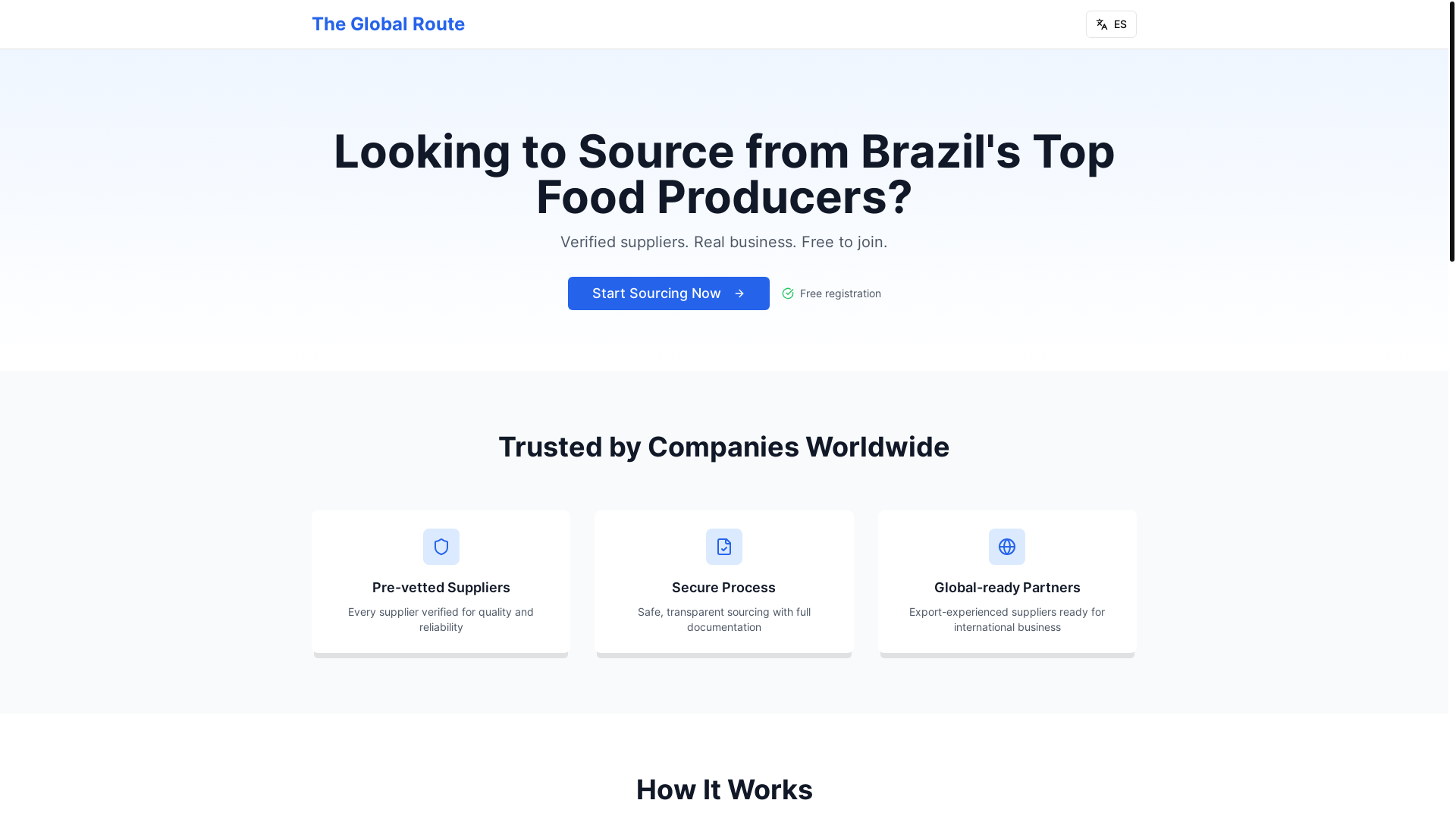 website screenshot of https://theglobalrouteportal.com/