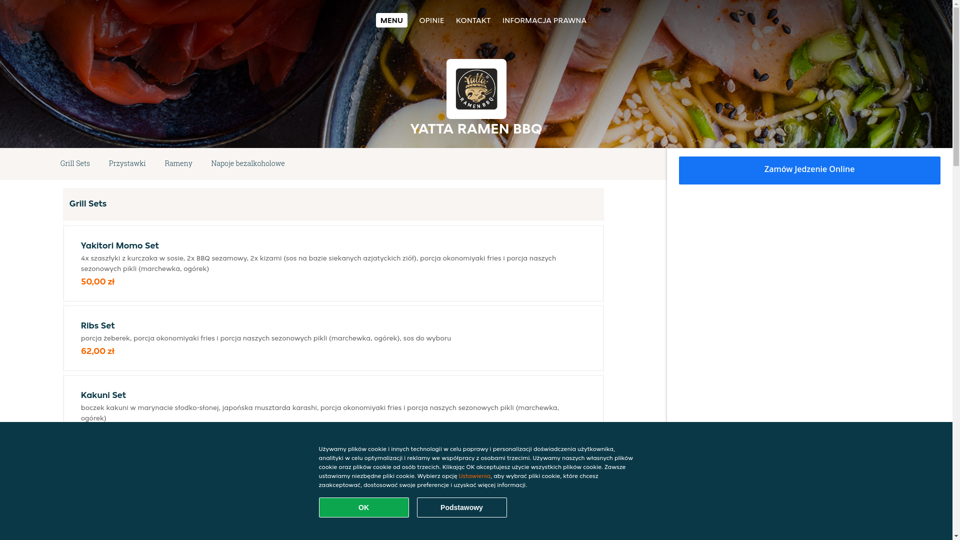 website screenshot of https://yatta-ramen-bbq-warszawa.pl/
