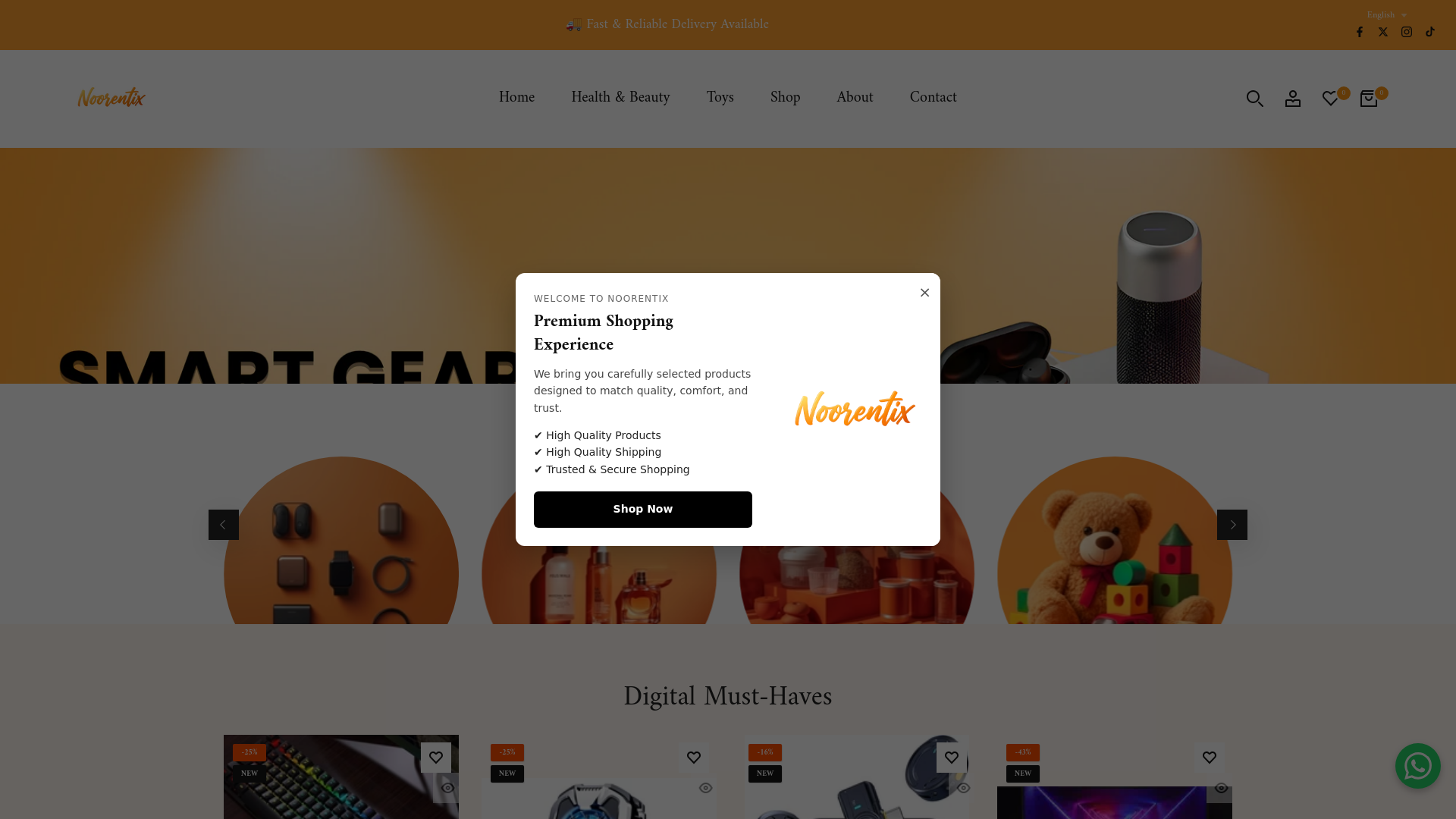 website screenshot of https://noorentix.com