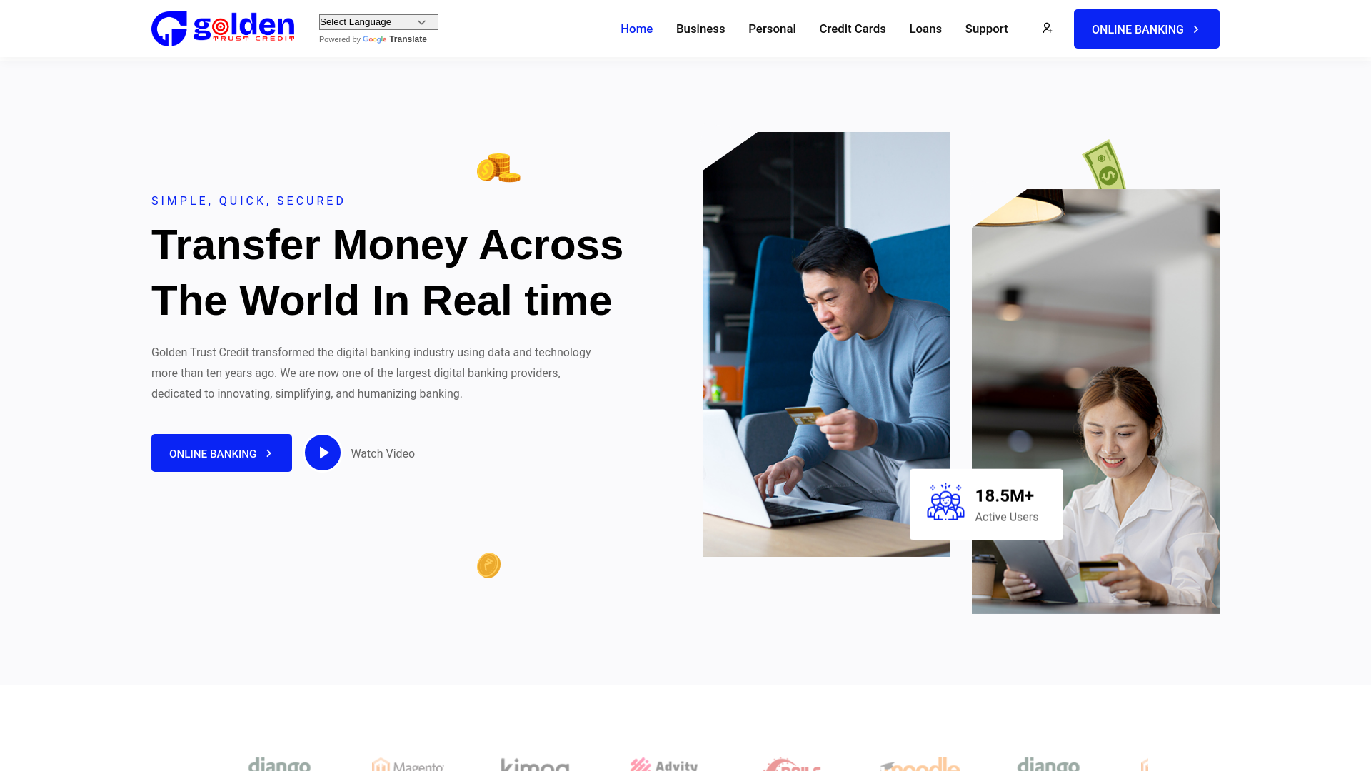 website screenshot of https://goldentrustcredit.com/
