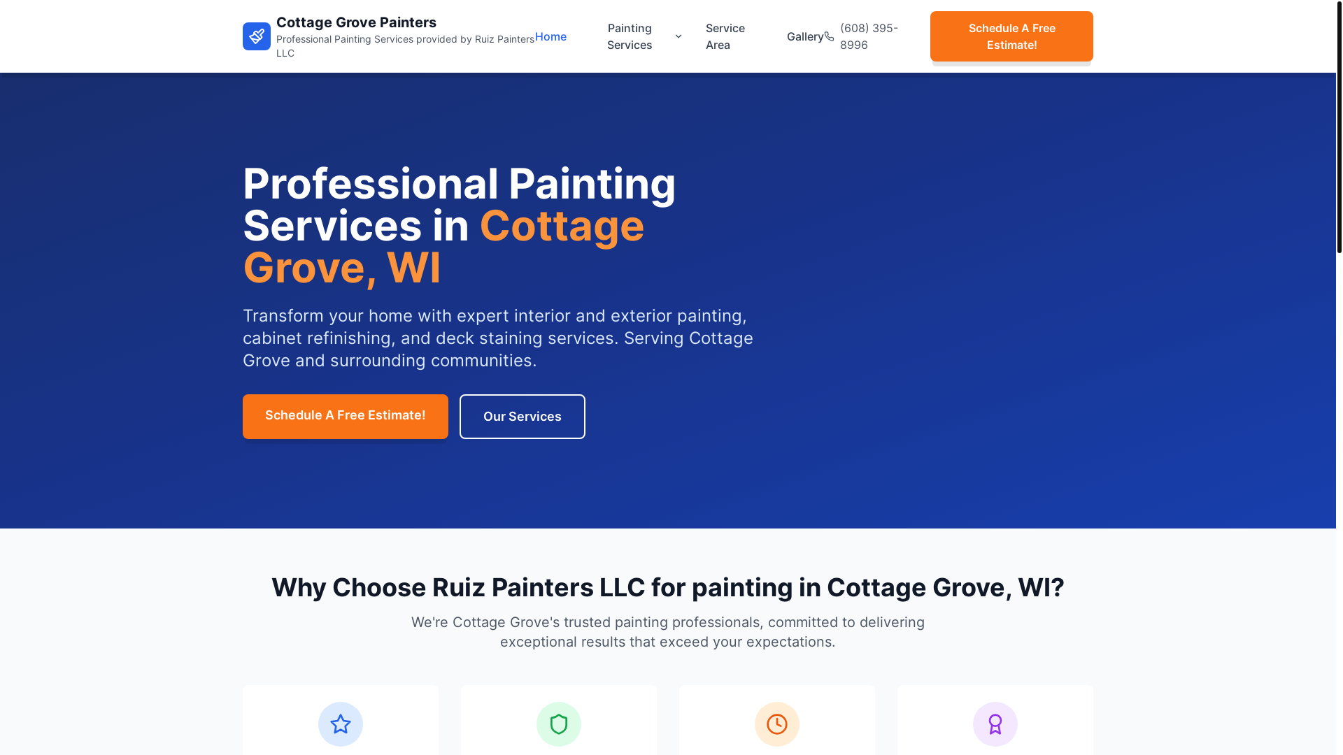 website screenshot of https://cottagegrovepainter.com/