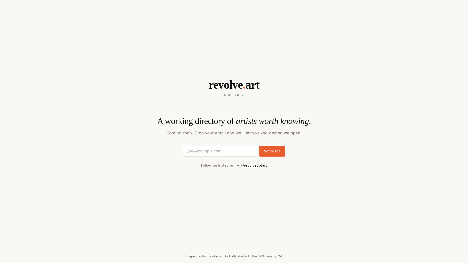 website screenshot of https://revolve-art-coming-soon.pages.dev/