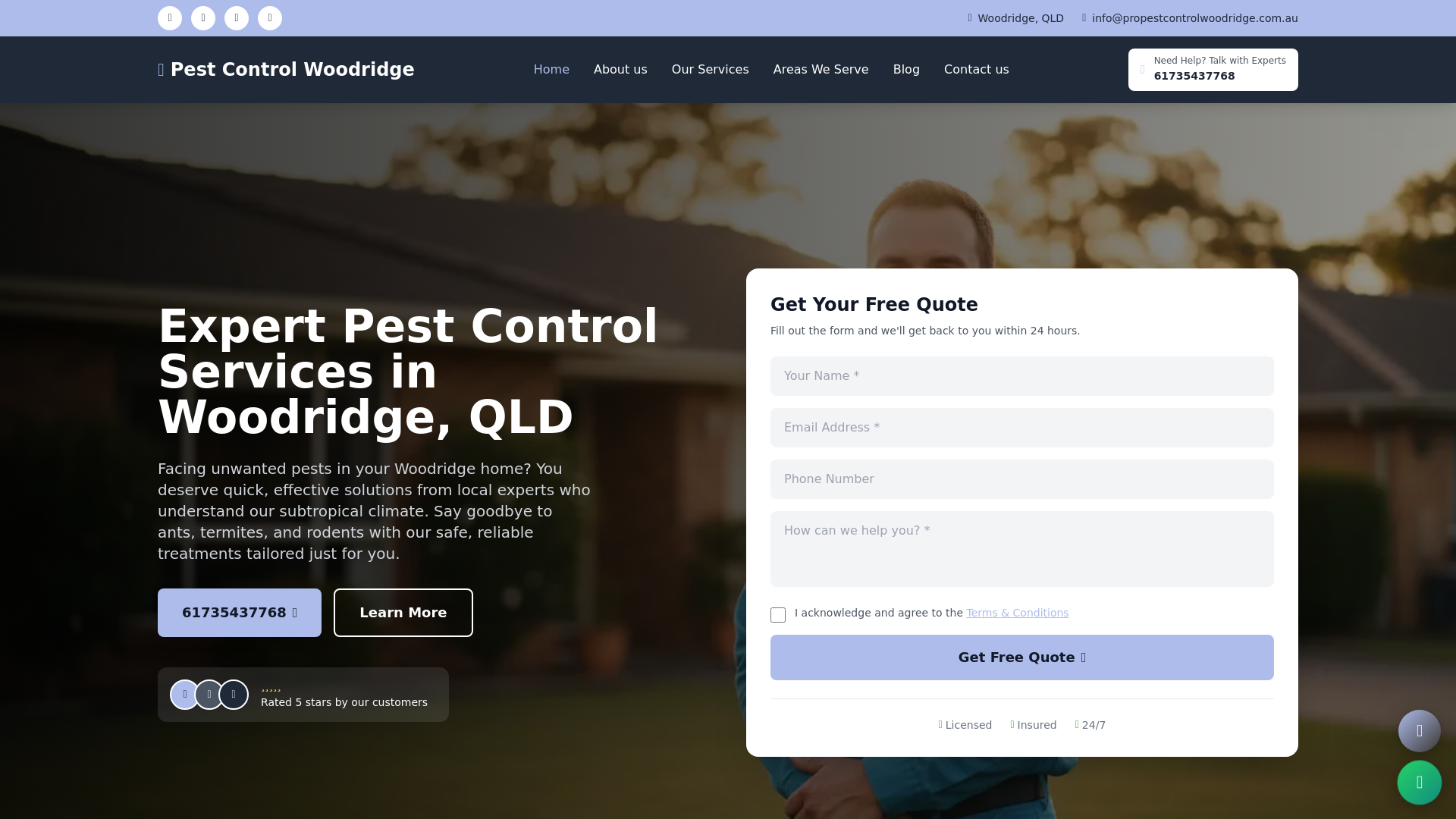 website screenshot of https://propestcontrolwoodridge.com.au/