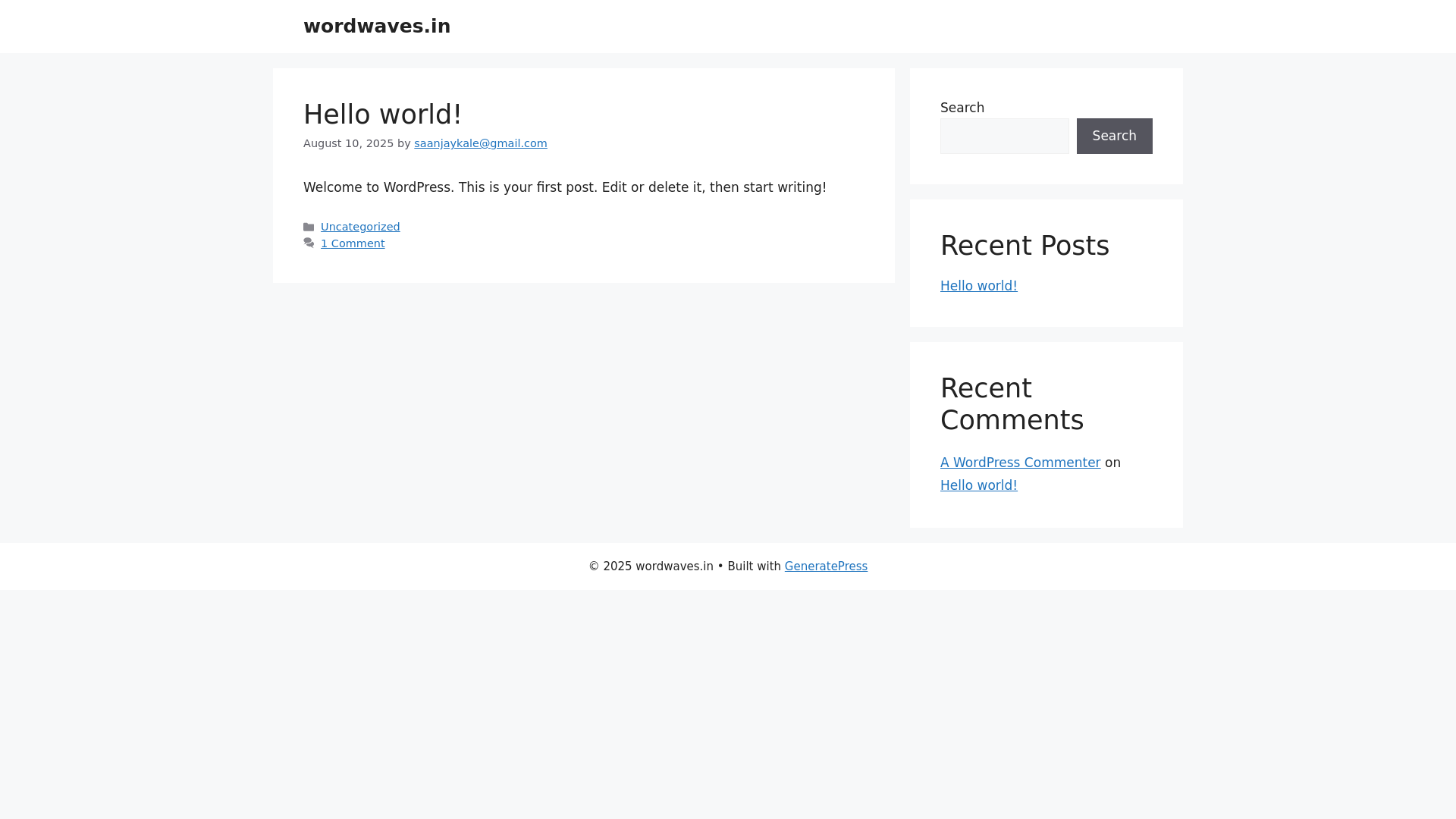 website screenshot of https://wordwaves.in/